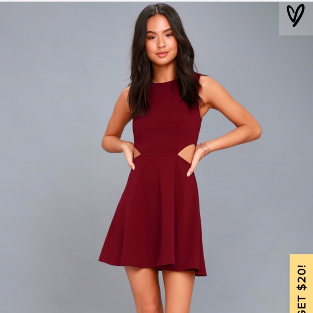TOAST TO YOU WINE RED CUTOUT SKATER DRESS